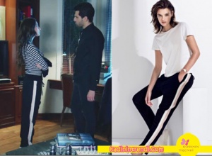 Kara Sevda Son Bölümde Nihan'ın giydiği şeritli pantolon markası Forever New.