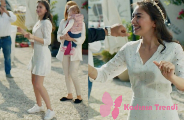 Kara Sevda 71. Bölümde Nihan'ın düğünde oynarken giydiği beyaz elbise 