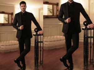 Siyah İnci Kenan siyah takım elbise damat siyah rugan ayakkabı Derimod Kenan gravat iğnesi Mazura marka