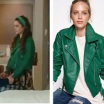 Kalp Atışı dizisinde Burcu karakterinin giydiği yeşil deri ceket markası Koton