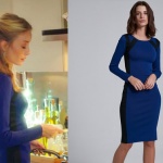 Ufak Tefek Cinayetler Pelin Bade İşçil yanları siyah şeritli mavi elbise markası ADL tasarımı Cengiz Abazoğlu