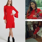 İstanbullu Gelin İpek kırmızı hamile elbisesi EKOL marka