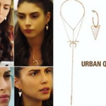 Fazilet Hanım ve Kızları Hazan üçgen küpe ve kolye markası Urban Queen.
