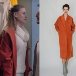 Fi Çi kıyafetleri 5. bölüm Duru kırmızı yarasa kol kabanın markası Natalie Kolyozyan