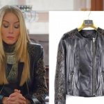 Ufak Tefek Cinayetler Pelin'in giydiği işlemeli siyah deri ceket markası Kemal Tanca
